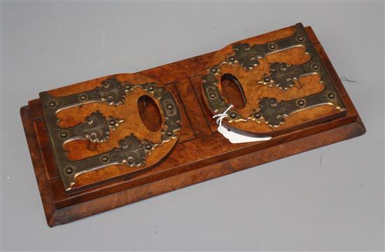 A Victorian gilt metal mounted burr walnut book slide